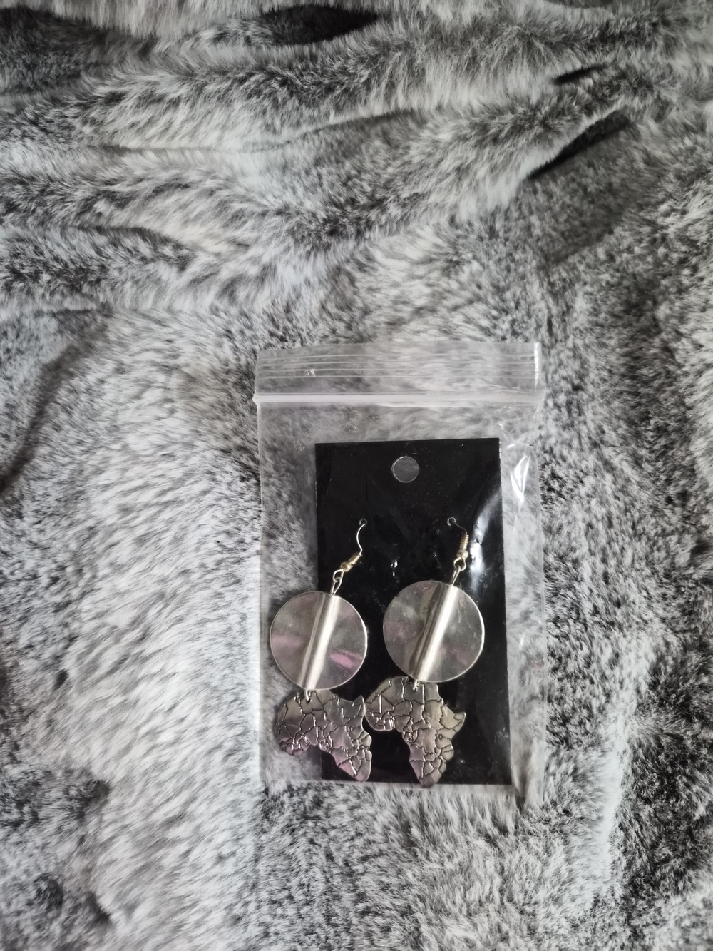 Silver Africa Map Drop Earrings - Women Accessories